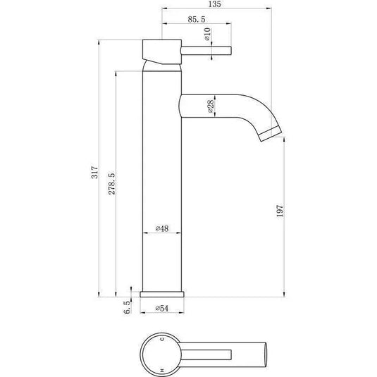 Ruby Bear Tall Basin Mixer - Brushed Brass - RUBY105806 - Envy Bathrooms Ltd