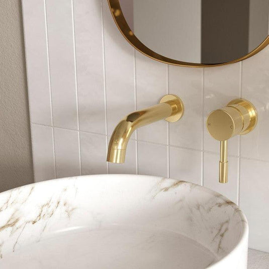 Ruby Bear Wall Mounted Basin Mixer - Brushed Brass - RUBY105802 - Envy Bathrooms Ltd