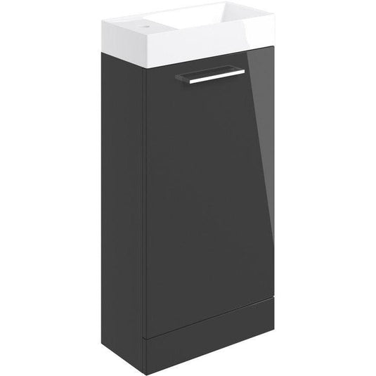 Ruby Bentley 410mm Floor Standing 1 Door Basin Unit & Basin - Anthracite Gloss - RUBY103316 - Envy Bathrooms Ltd