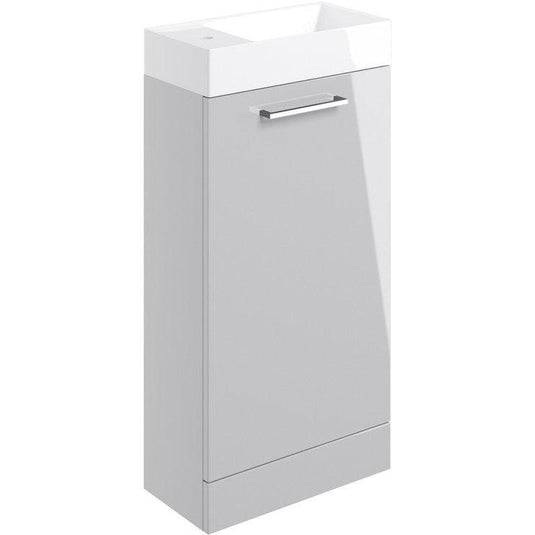 Ruby Bentley 410mm Floor Standing 1 Door Basin Unit & Basin - Grey Gloss - RUBY103315 - Envy Bathrooms Ltd