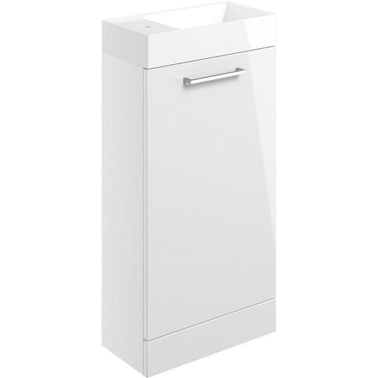 Ruby Bentley 410mm Floor Standing 1 Door Basin Unit & Basin - White Gloss - RUBY103314 - Envy Bathrooms Ltd