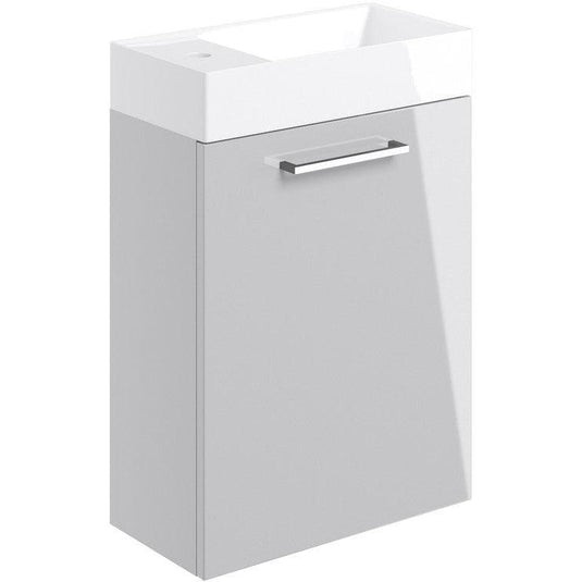 Ruby Bentley 410mm Wall Hung 1 Door Basin Unit & Basin - Grey Gloss - RUBY103318 - Envy Bathrooms Ltd