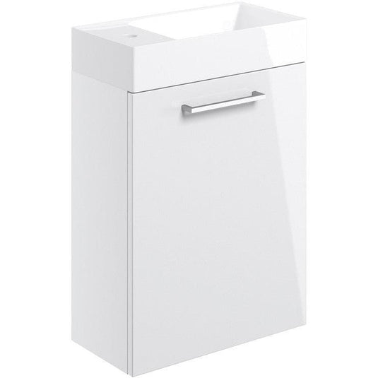 Ruby Bentley 410mm Wall Hung 1 Door Basin Unit & Basin - White Gloss - RUBY103317 - Envy Bathrooms Ltd