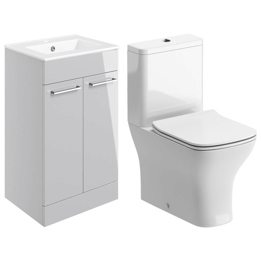 Ruby Bentley 510mm Floor Standing Unit & Close Coupled WC Pack - Grey Gloss - RUBY109077 - Envy Bathrooms Ltd