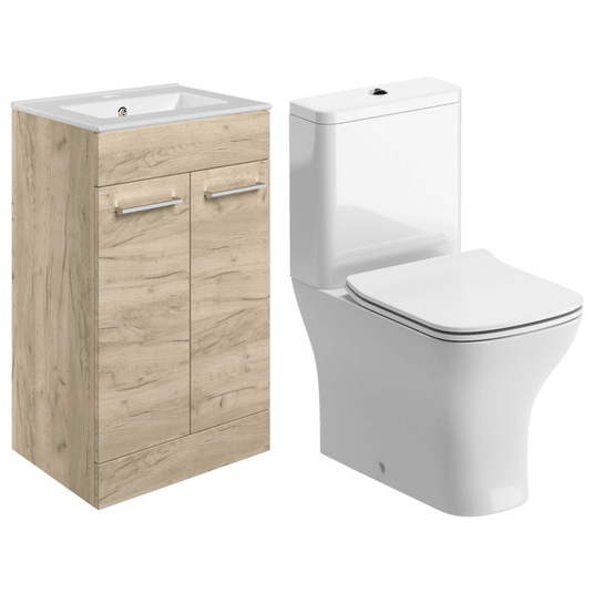 Ruby Bentley 510mm Floor Standing Unit & Close Coupled WC Pack - Oak - RUBY109075 - Envy Bathrooms Ltd