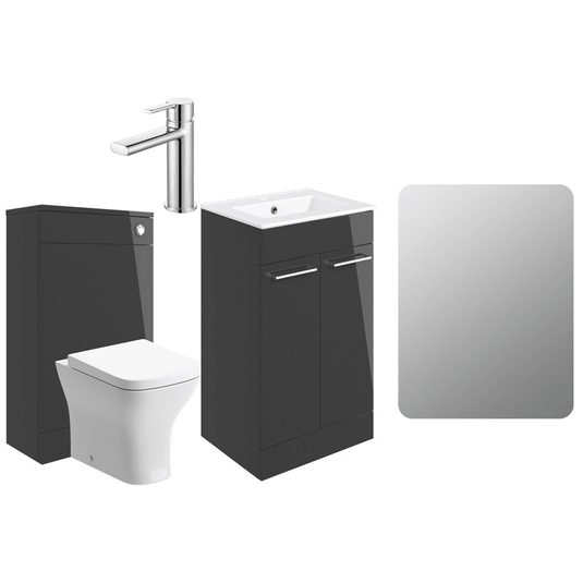 Ruby Bentley 510mm F/S Furniture Pack - Anthracite Gloss w/Chrome Finishes - RUBY108125 - Envy Bathrooms Ltd