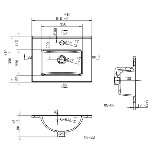 Ruby Bentley 510mm Wall Hung 2 Drawer Basin Unit & Basin - Oak - RUBY107490 - Envy Bathrooms Ltd