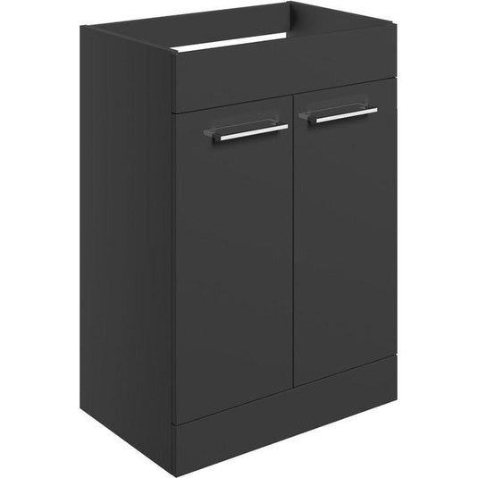 Ruby Bentley 590mm Floor Standing 2 Door Basin Unit (No Top) - Anthracite Gloss - RUBY106917 - Envy Bathrooms Ltd