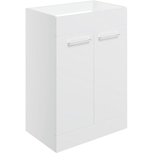 Ruby Bentley 590mm Floor Standing 2 Door Basin Unit (No Top) - White Gloss - RUBY106915 - Envy Bathrooms Ltd