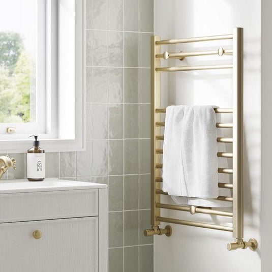 Ruby Bonnie Straight 30mm Ladder Radiator (500x1200x30mm) - Brushed Brass - RUBY108791 - Envy Bathrooms Ltd