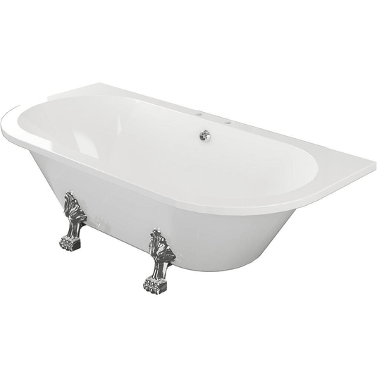 Ruby Cali Freestanding Back To Wall 1700x800x600mm 2TH Bath w/Feet - White - RUBY102813 - Envy Bathrooms Ltd