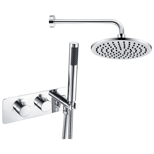Ruby Dixie Shower Pack One - Two Outlet Twin Shower Valve w/Handset & ABS Overhead - Chrome - RUBY105892 - Envy Bathrooms Ltd
