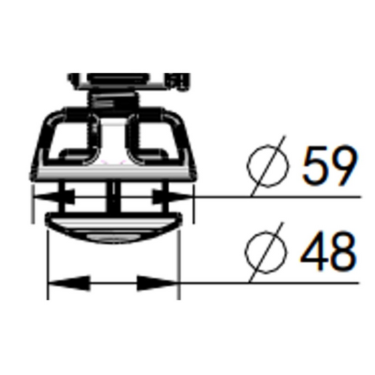 Technical diagram of a circular bathroom fitting with 59mm and 48mm diameter measurements.