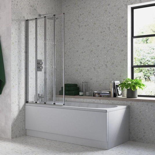 Ruby Framed Four Fold Bath Screen - Chrome - RUBY3777 - Envy Bathrooms Ltd