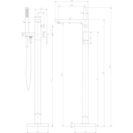 Ruby Ghost Floor Standing Bath/Shower Mixer - Brushed Brass - RUBY105811 - Envy Bathrooms Ltd