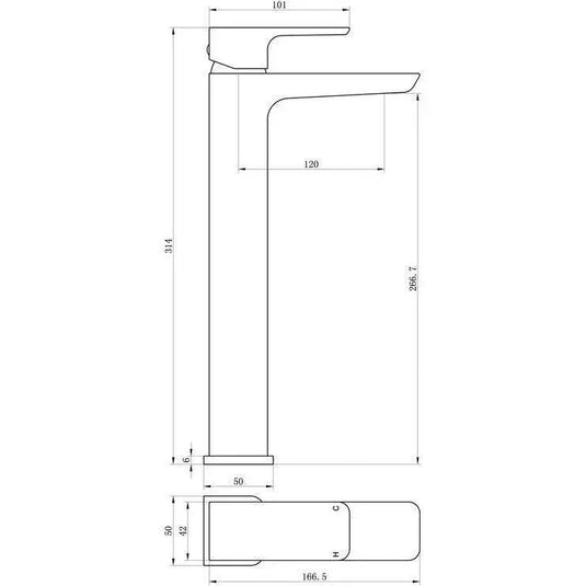 Ruby Ghost Tall Basin Mixer - Matt Black - RUBY105797 - Envy Bathrooms Ltd