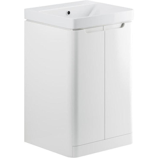 Ruby Honey 500mm 2 Door Floor Standing Cloakroom Basin Unit - White Gloss - RUBY96039 - Envy Bathrooms Ltd