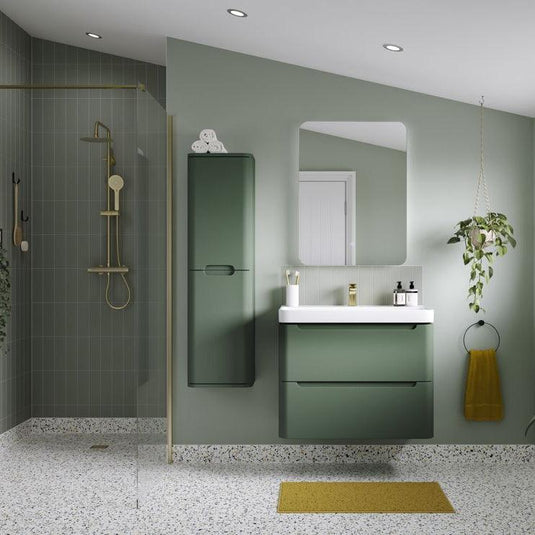 Ruby Honey 500mm 2 Drawer Wall Hung Cloakroom Basin Unit - Matt Sage Green - RUBY105324 - Envy Bathrooms Ltd