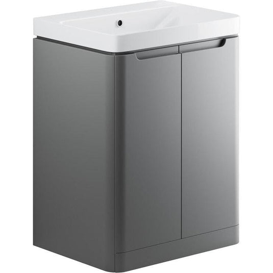 Ruby Honey 600mm 2 Door Floor Standing Basin Unit - Matt Grey - RUBY96046 - Envy Bathrooms Ltd