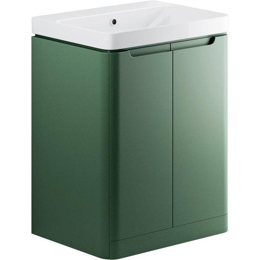 Ruby Honey 600mm 2 Door Floor Standing Basin Unit - Matt Sage Green - RUBY105327 - Envy Bathrooms Ltd