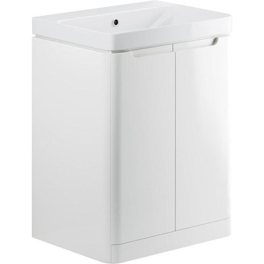 Ruby Honey 600mm 2 Door Floor Standing Basin Unit - White Gloss - RUBY96045 - Envy Bathrooms Ltd