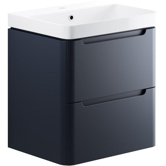 Ruby Honey 600mm 2 Drawer Wall Hung Basin Unit - Matt Indigo - RUBY96044 - Envy Bathrooms Ltd
