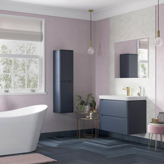Ruby Honey 600mm 2 Drawer Wall Hung Basin Unit - Matt Indigo - RUBY96044 - Envy Bathrooms Ltd