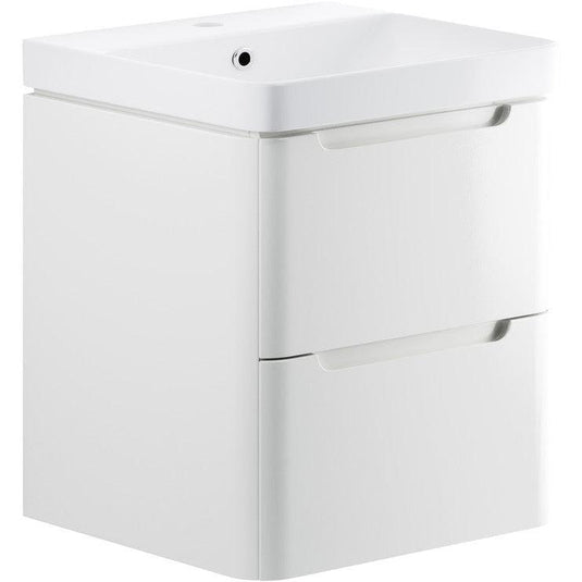 Ruby Honey 600mm 2 Drawer Wall Hung Basin Unit - White Gloss - RUBY96042 - Envy Bathrooms Ltd