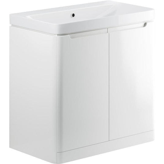 Ruby Honey 800mm 2 Door Floor Standing Basin Unit - White Gloss - RUBY96051 - Envy Bathrooms Ltd