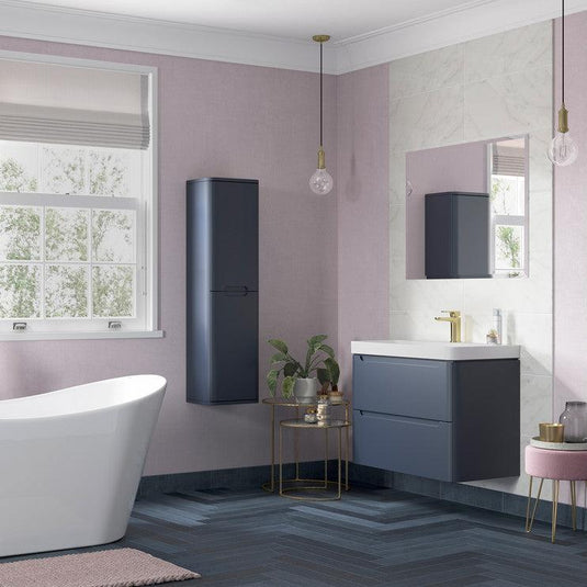 Ruby Honey 800mm 2 Drawer Wall Hung Basin Unit - Matt Indigo - RUBY96050 - Envy Bathrooms Ltd