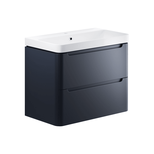 Ruby Honey 800mm 2 Drawer Wall Hung Basin Unit - Matt Indigo - RUBY96050 - Envy Bathrooms Ltd