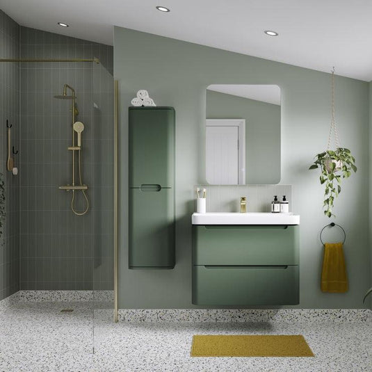 Ruby Honey 800mm 2 Drawer Wall Hung Basin Unit - Matt Sage Green - RUBY105328 - Envy Bathrooms Ltd