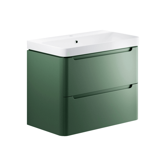 Ruby Honey 800mm 2 Drawer Wall Hung Basin Unit - Matt Sage Green - RUBY105328 - Envy Bathrooms Ltd