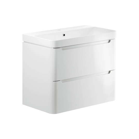 Ruby Honey 800mm 2 Drawer Wall Hung Basin Unit - White Gloss - RUBY96048 - Envy Bathrooms Ltd