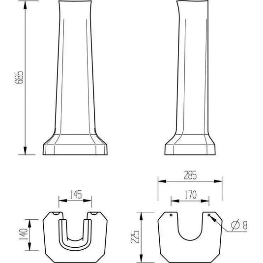 Ruby Ivy 600x500mm 2TH Basin & Full Pedestal - RUBY1820 - Envy Bathrooms Ltd