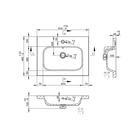 Ruby Kobe 610mm Wall Hung 2 Drawer Basin Unit & Basin - Matt Deep Blue - RUBY106207 - Envy Bathrooms Ltd