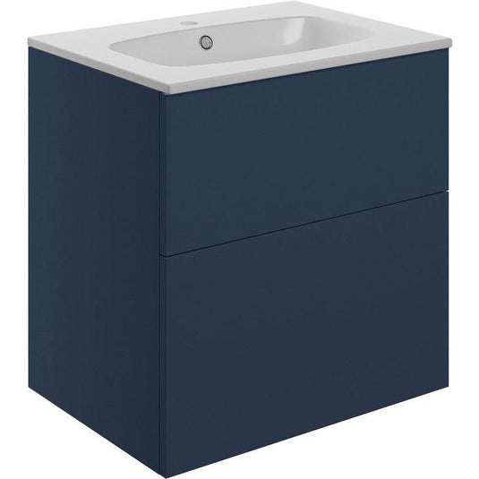 Ruby Kobe 610mm Wall Hung 2 Drawer Basin Unit & Basin - Matt Deep Blue - RUBY106207 - Envy Bathrooms Ltd