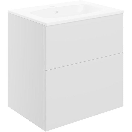 Ruby Kobe 610mm Wall Hung 2 Drawer Basin Unit & Basin - Matt White - RUBY104067 - Envy Bathrooms Ltd