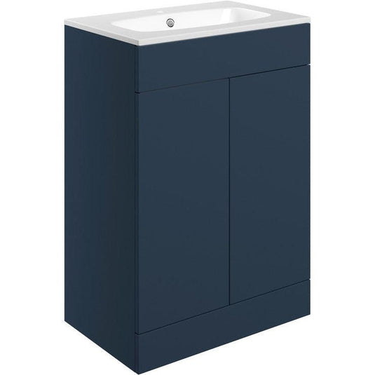 Ruby Kobe 615mm Floor Standing 2 Door Basin Unit & Basin - Matt Deep Blue - RUBY106988 - Envy Bathrooms Ltd