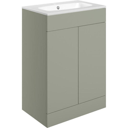 Ruby Kobe 615mm Floor Standing 2 Door Basin Unit & Basin - Matt Olive Green - RUBY106974 - Envy Bathrooms Ltd