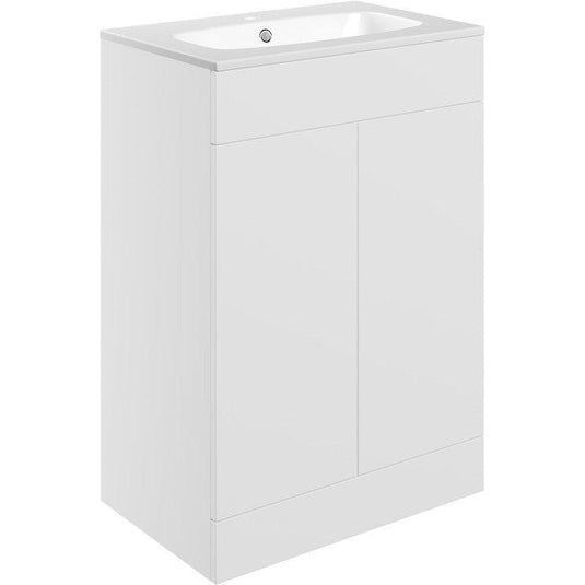 Ruby Kobe 615mm Floor Standing 2 Door Basin Unit & Basin - Matt White - RUBY106982 - Envy Bathrooms Ltd