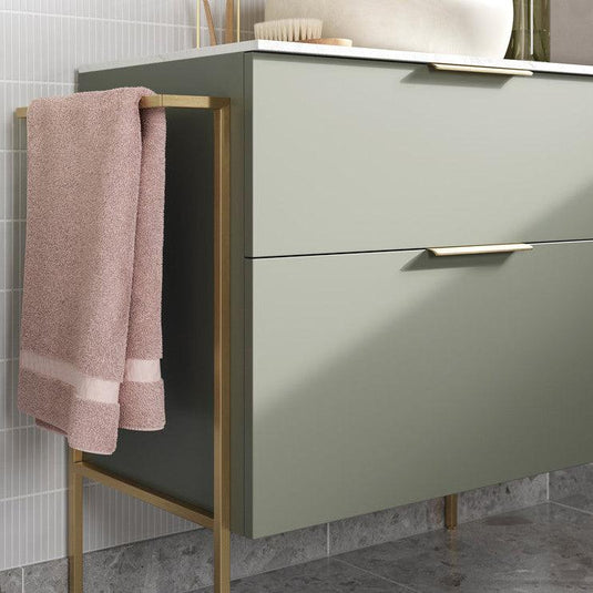 Ruby Kobe 790mm Wall Hung 2 Drawer Basin Unit (No Top) - Matt Olive Green - RUBY106976 - Envy Bathrooms Ltd