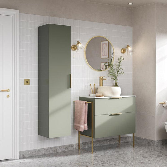 Ruby Kobe 790mm Wall Hung 2 Drawer Basin Unit (No Top) - Matt Olive Green - RUBY106976 - Envy Bathrooms Ltd
