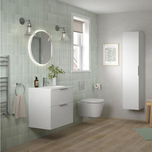 Ruby Kobe 790mm Wall Hung 2 Drawer Basin Unit (No Top) - Matt White - RUBY106983 - Envy Bathrooms Ltd