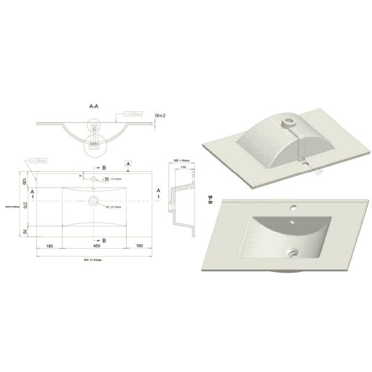 Ruby Kobe 815mm Wall Hung 2 Drawer Basin Unit & Basin - Matt Antique Rose - RUBY106999 - Envy Bathrooms Ltd