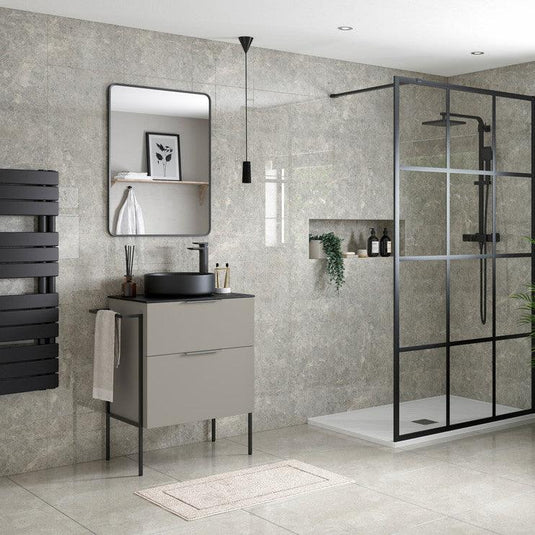 Ruby Kobe Optional Frame with Integrated Towel Rail - Matt Black - RUBY104079 - Envy Bathrooms Ltd