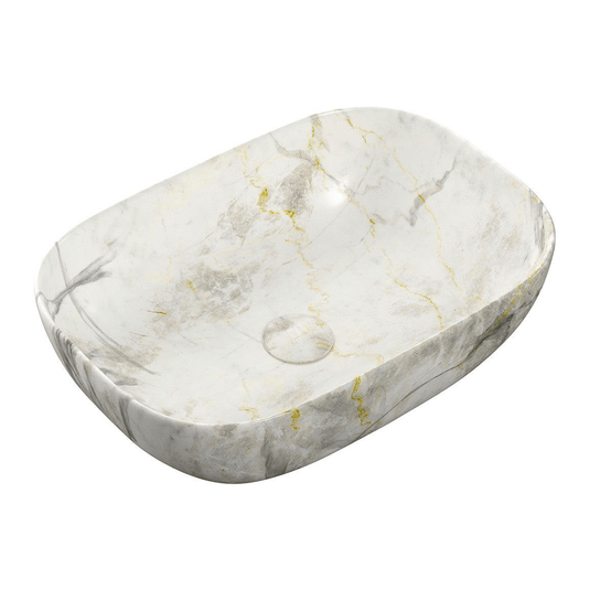 Ruby Koda 460x330mm Ceramic Washbowl - White Marble Effect - RUBY106867 - Envy Bathrooms Ltd