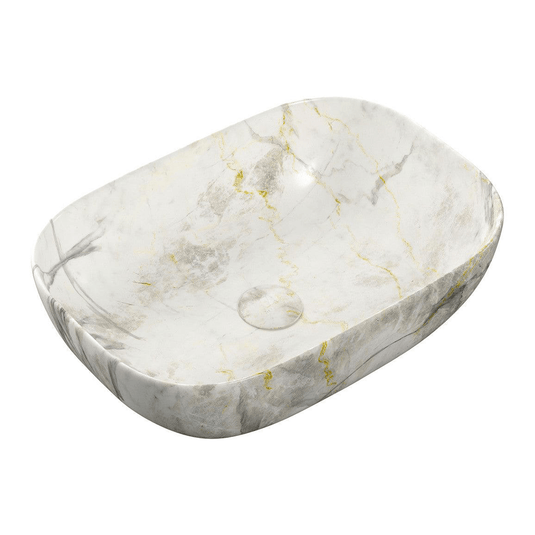 Ruby Koda 460x330mm Ceramic Washbowl - White Marble Effect - RUBY106867 - Envy Bathrooms Ltd