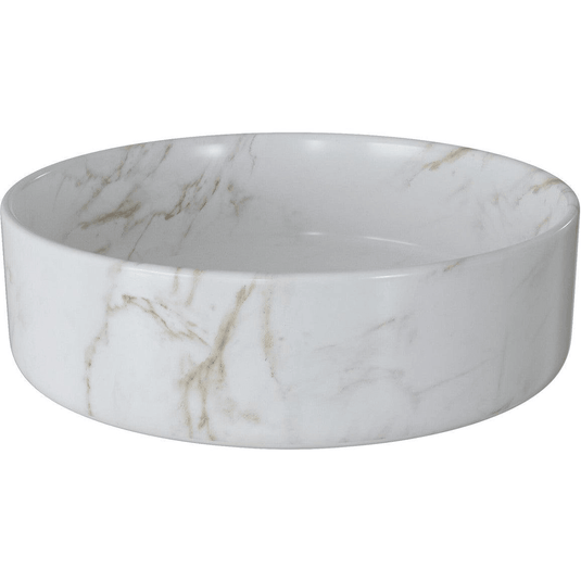 Ruby Lady 355mm Ceramic Round Washbowl & Waste - Marble Effect - RUBY104040 - Envy Bathrooms Ltd