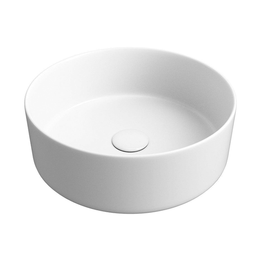 Ruby Lady 355mm Ceramic Round Washbowl & Waste - Matt White - RUBY100508 - Envy Bathrooms Ltd
